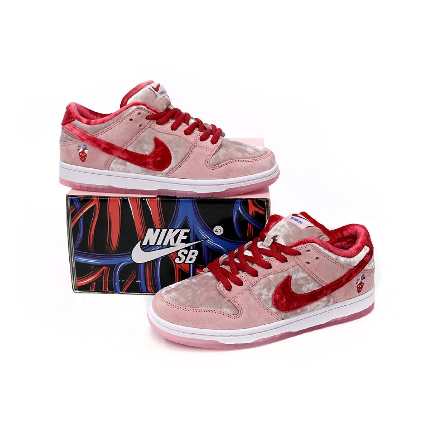 Nike Dunk Low SB Rosa e Rosso StrangeLove Skateboards Uomo