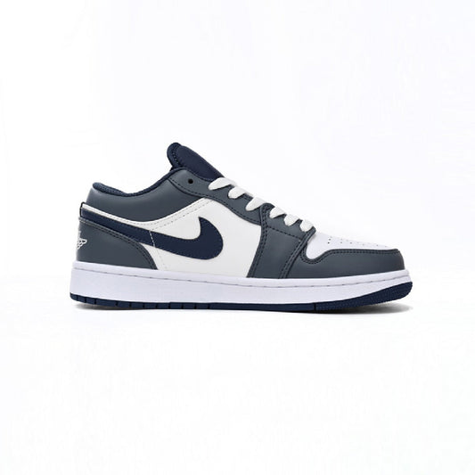 Nike Air Jordan 1 Low Bianco Grigio Blu Pelle Premium