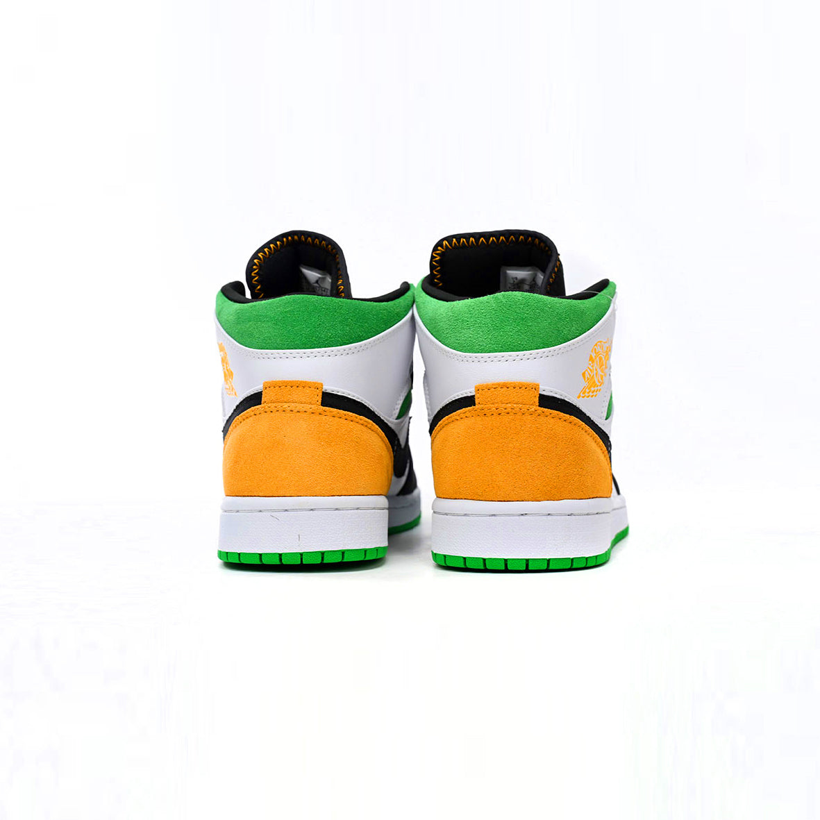 Nike Air Jordan 1 Mid Bianco Nero Arancione Verde Oakland Retro