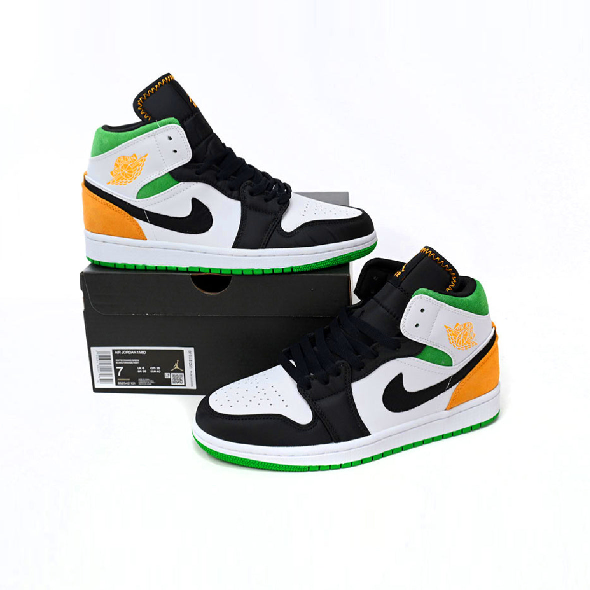 Nike Air Jordan 1 Mid Bianco Nero Arancione Verde Oakland Retro