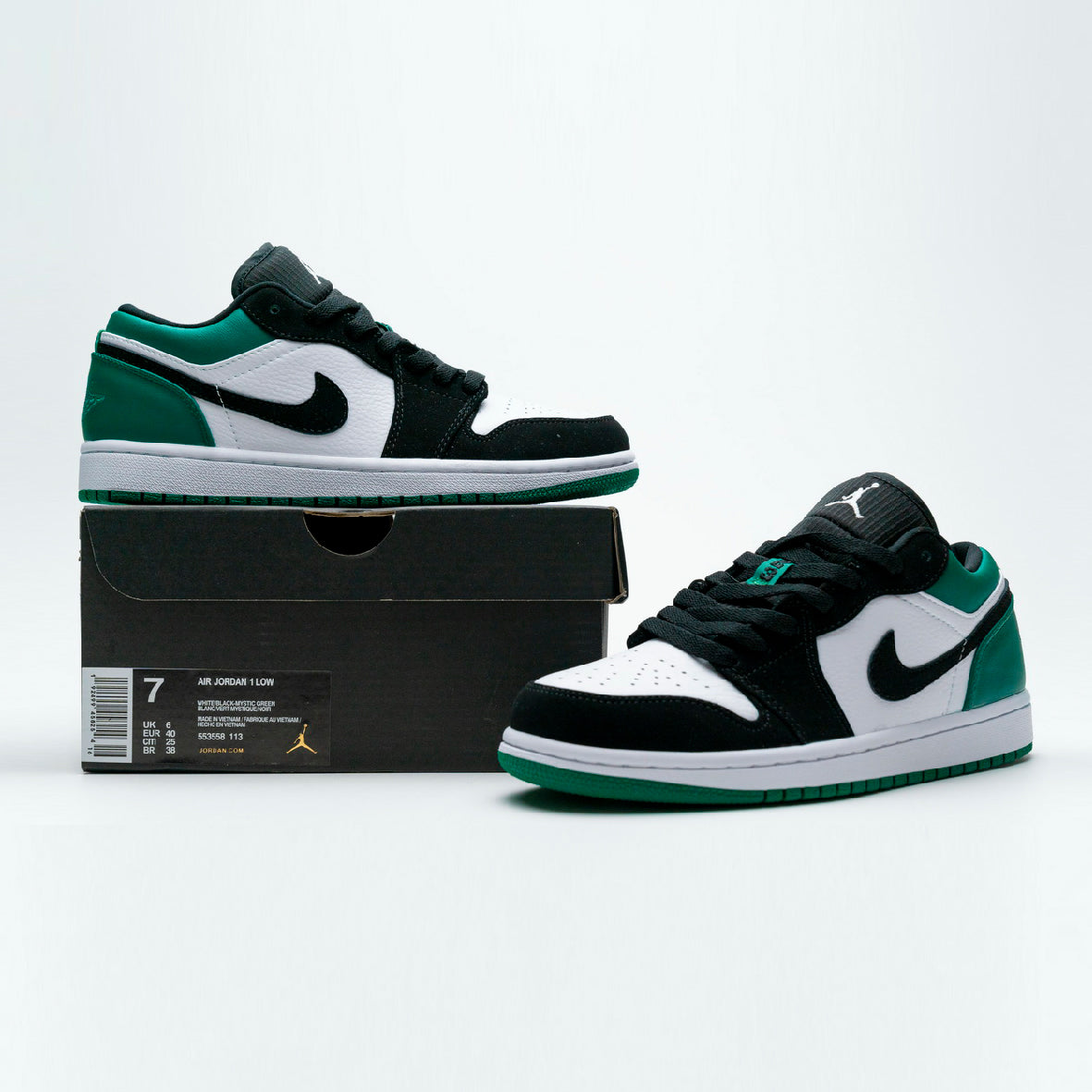 Nike Air Jordan 1 Low Verde Mystic Nero Bianco Pelle Premium