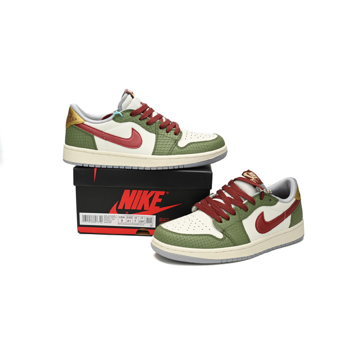 Nike Air Jordan 1 Low OG Verde Rosso Pelle Anno del Drago