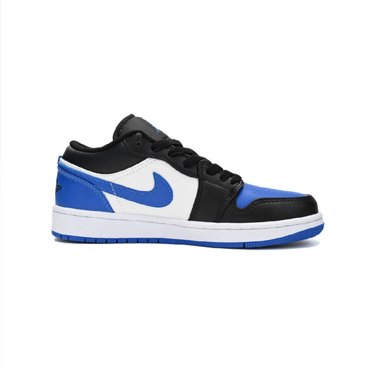 Nike Air Jordan 1 Low Nero Bianco Blu Royal Pelle Premium