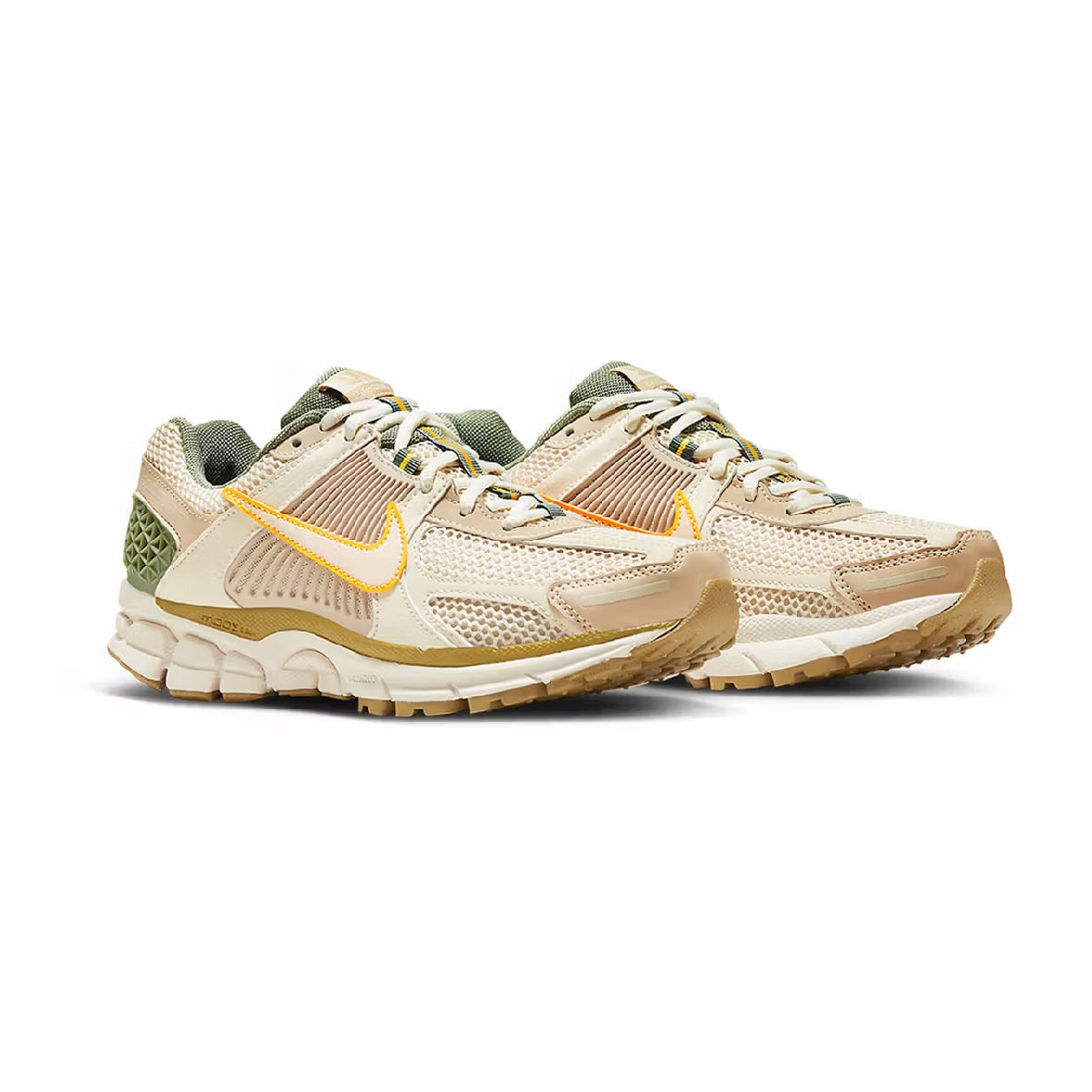 Sneakers Nike Air Zoom Vomero 5 Beige e Verde con Dettagli Arancioni