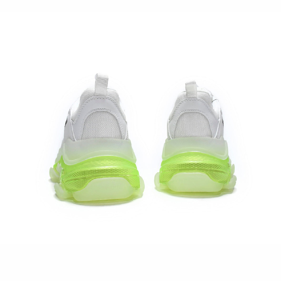 Balenciaga Triple S Sneakers Bianche con Suola Trasparente Verde Fluo