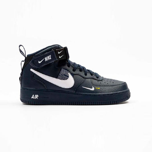 Nike Air Force 1 Mid '07 Blu Navy con Swoosh Bianco