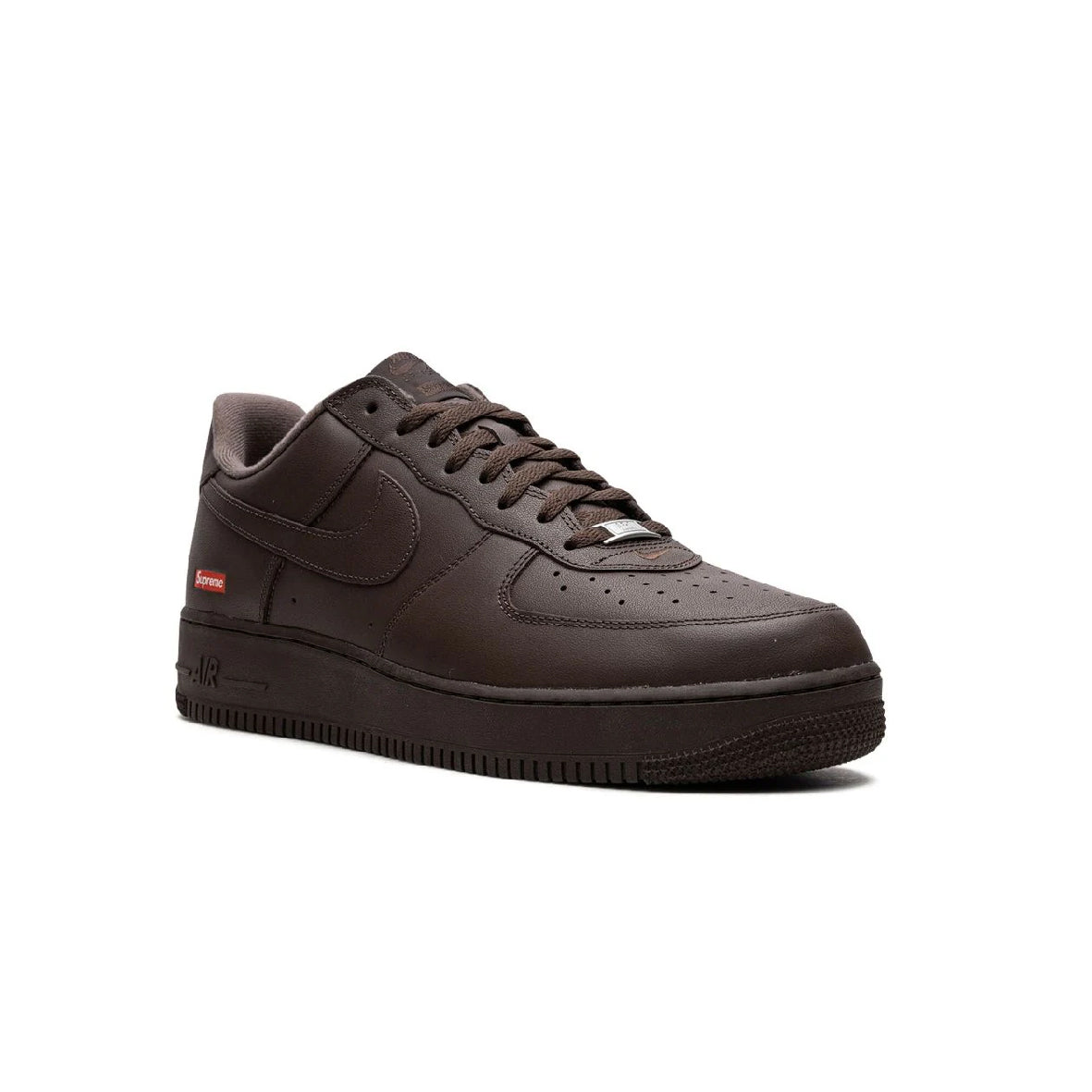 Nike Air Force 1 Low Marrone con Dettagli Supreme Rosso