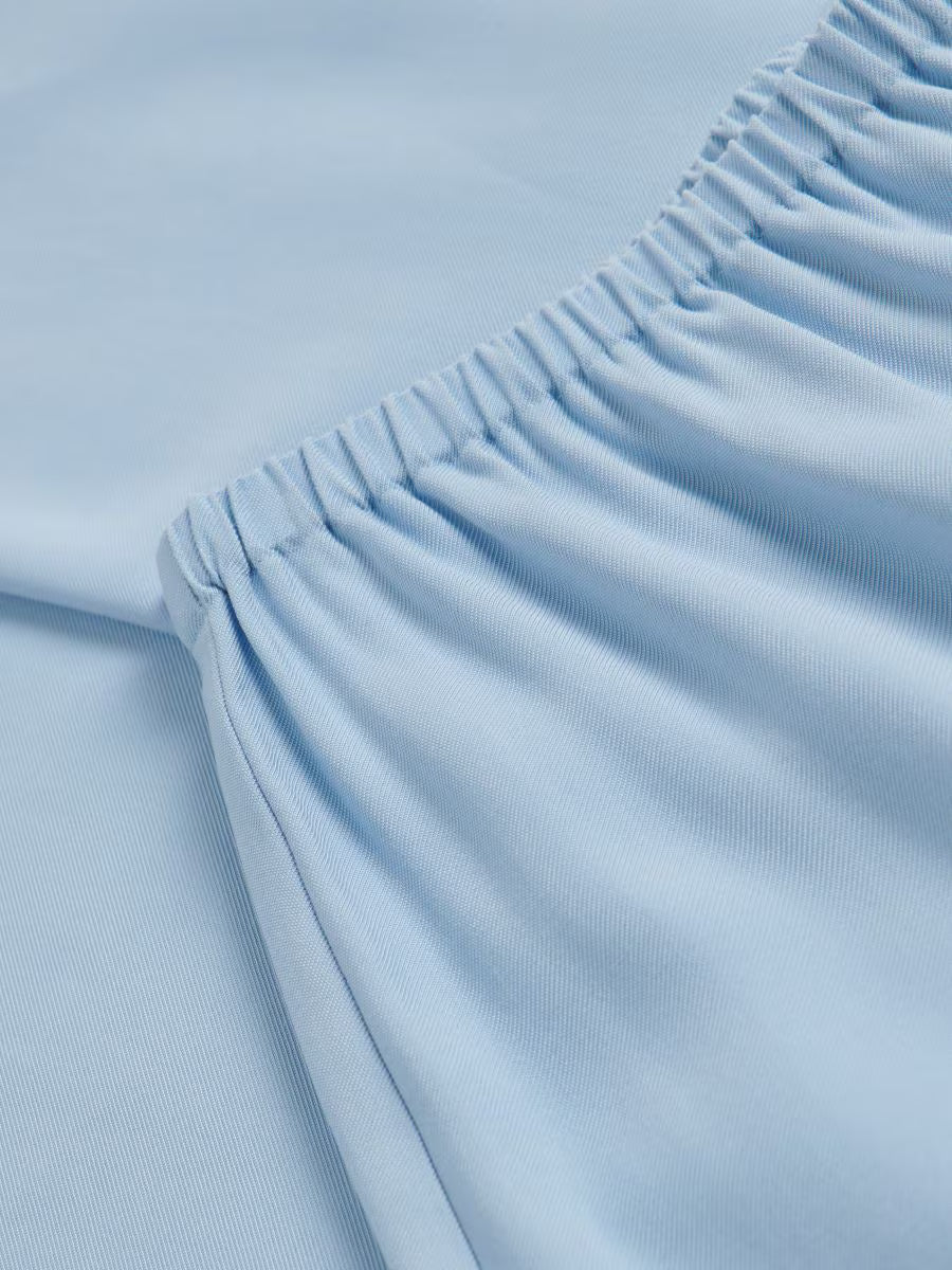 Pantaloni ampi in viscosa -azzurro