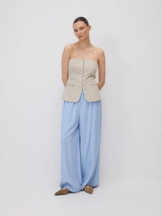 Pantaloni ampi in viscosa -azzurro
