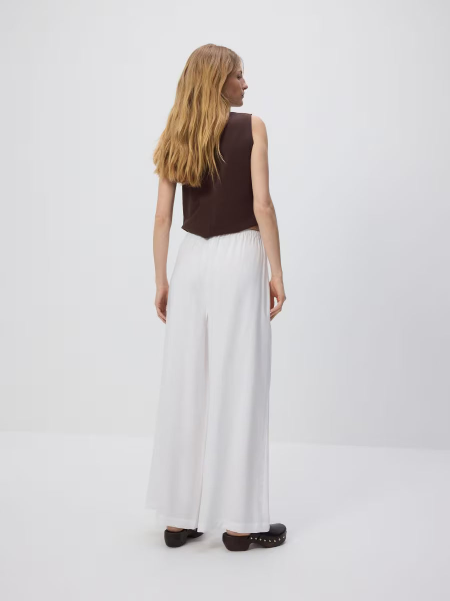 Pantaloni ampi in viscosa -bianco