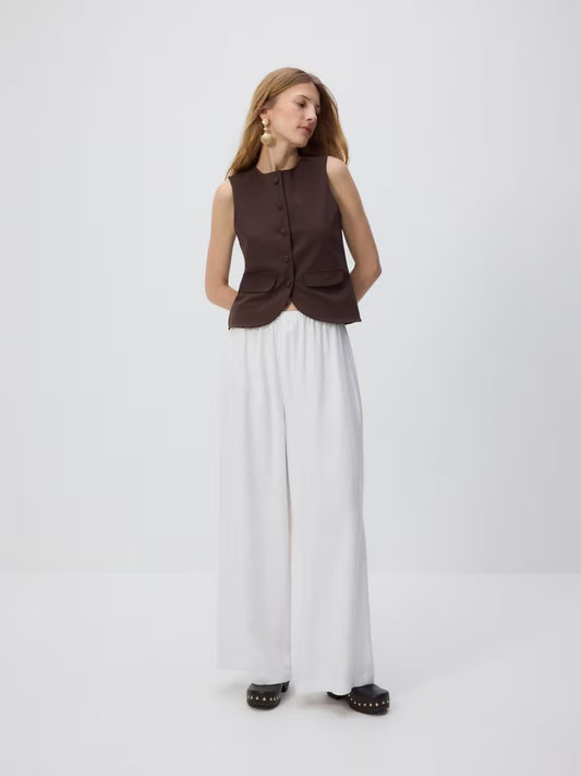 Pantaloni ampi in viscosa -bianco