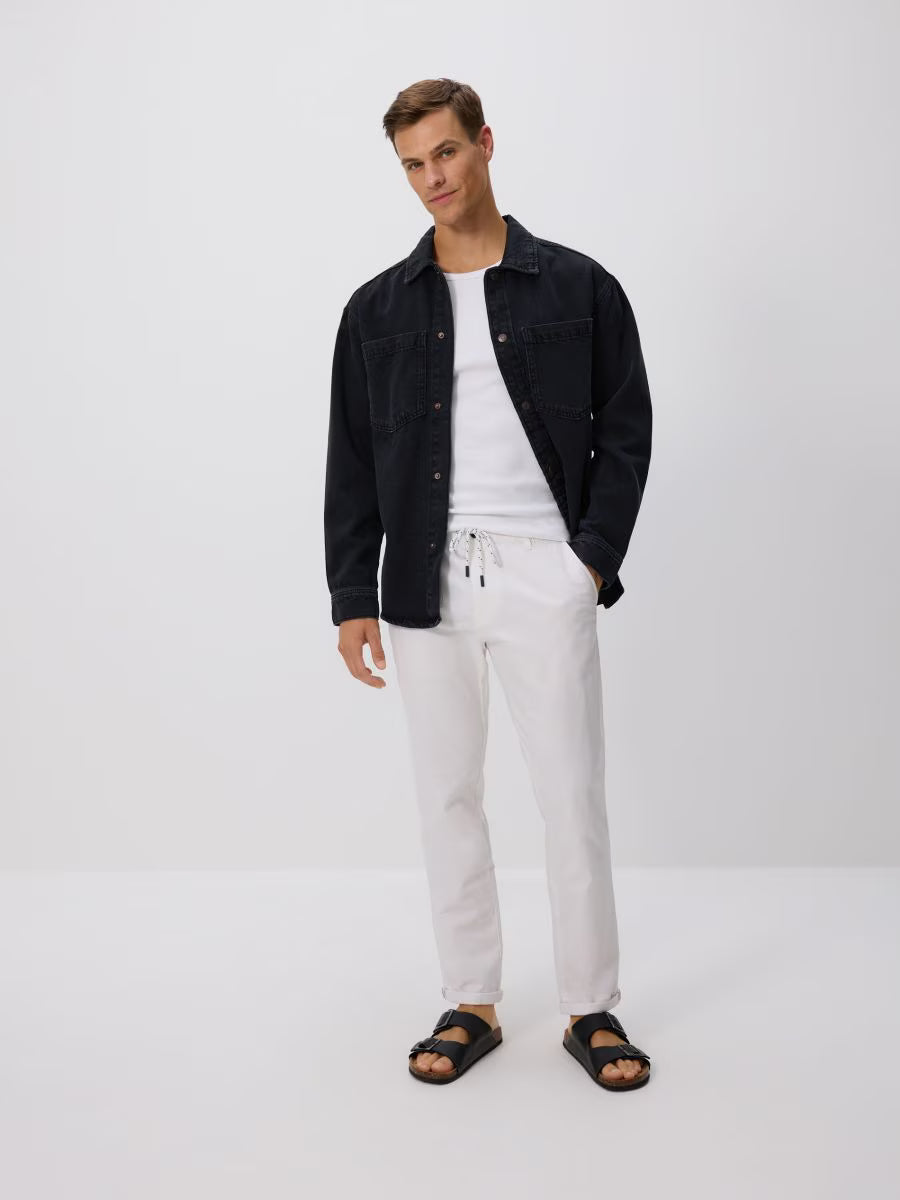 Pantaloni slim chino in cotone