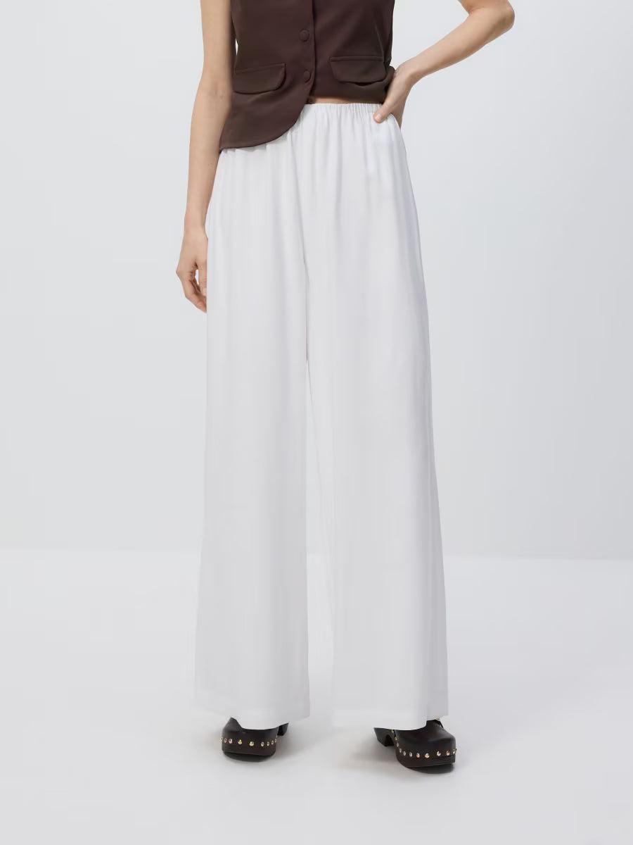 Pantaloni ampi in viscosa -bianco