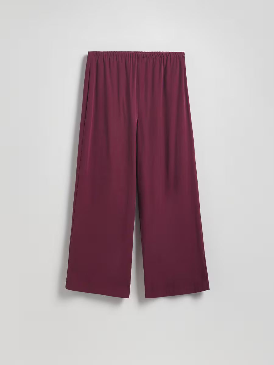 Pantaloni ampi in viscosa -bordeaux