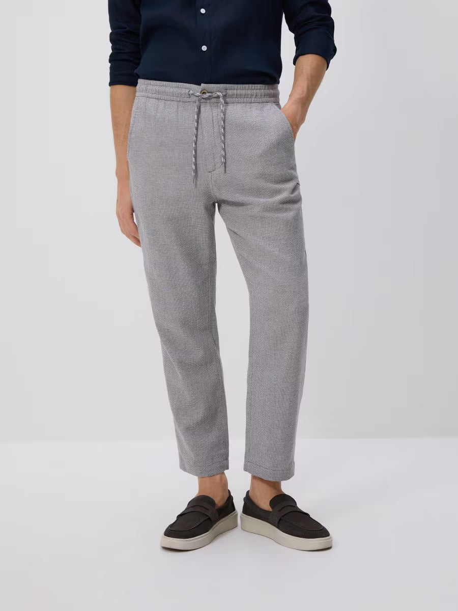 Pantaloni carrot in misto lino -grigio scuro
