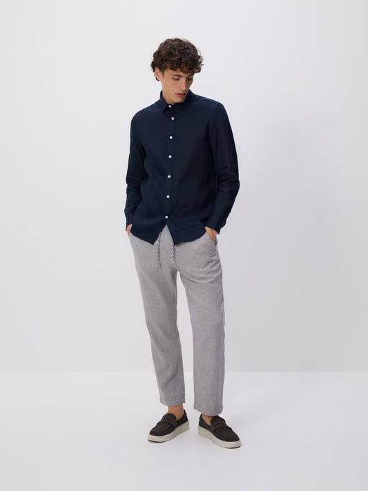 Pantaloni carrot in misto lino -grigio scuro