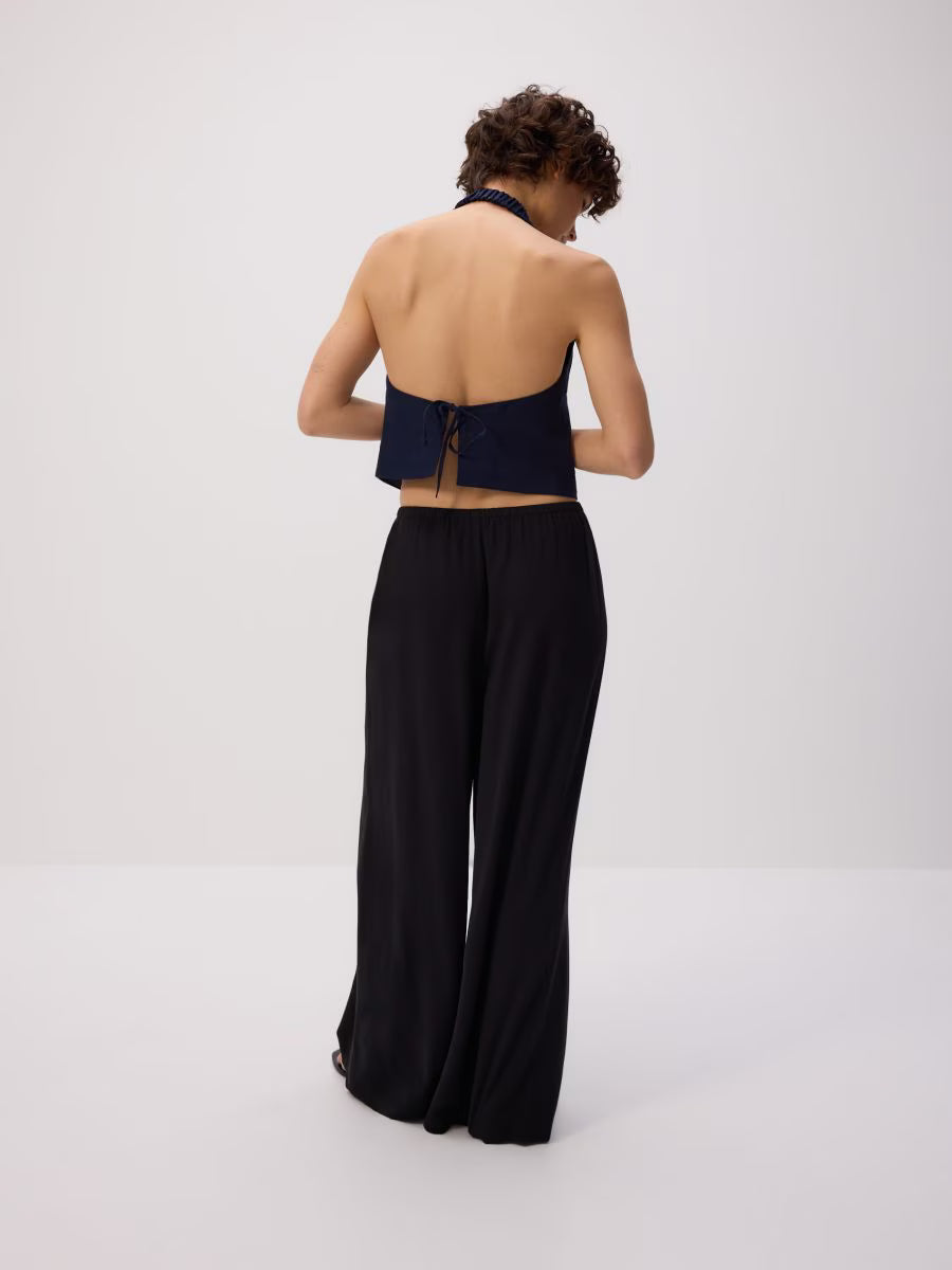 Pantaloni ampi in viscosa -nero