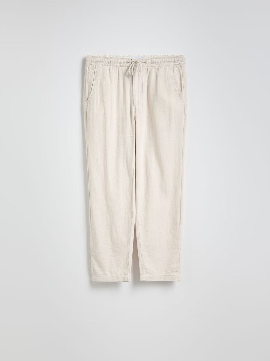 Pantaloni carrot in misto lino -nude