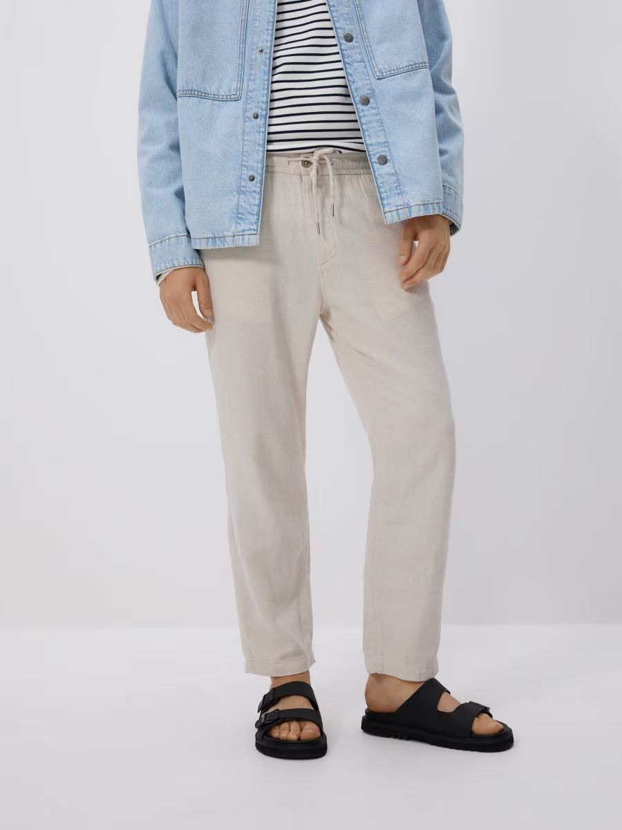 Pantaloni carrot in misto lino -nude