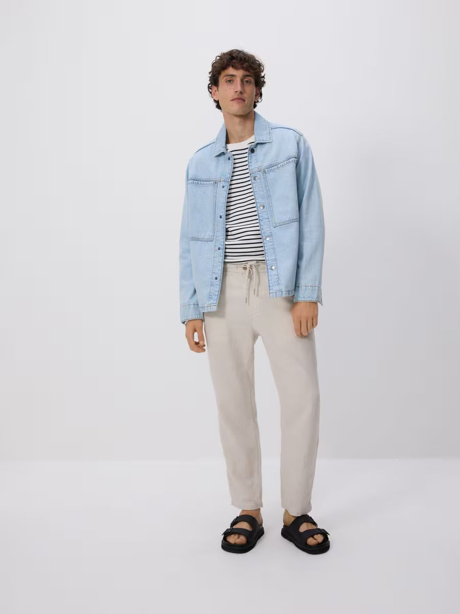 Pantaloni carrot in misto lino -nude