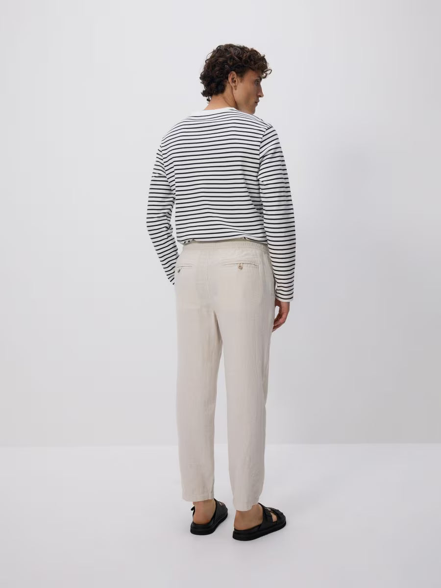 Pantaloni carrot in misto lino -nude